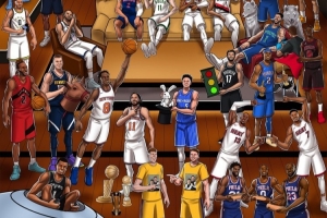 找亮点！NBA晒预热海报：库里晚安安 76人三核吃taco 文班坐UFO